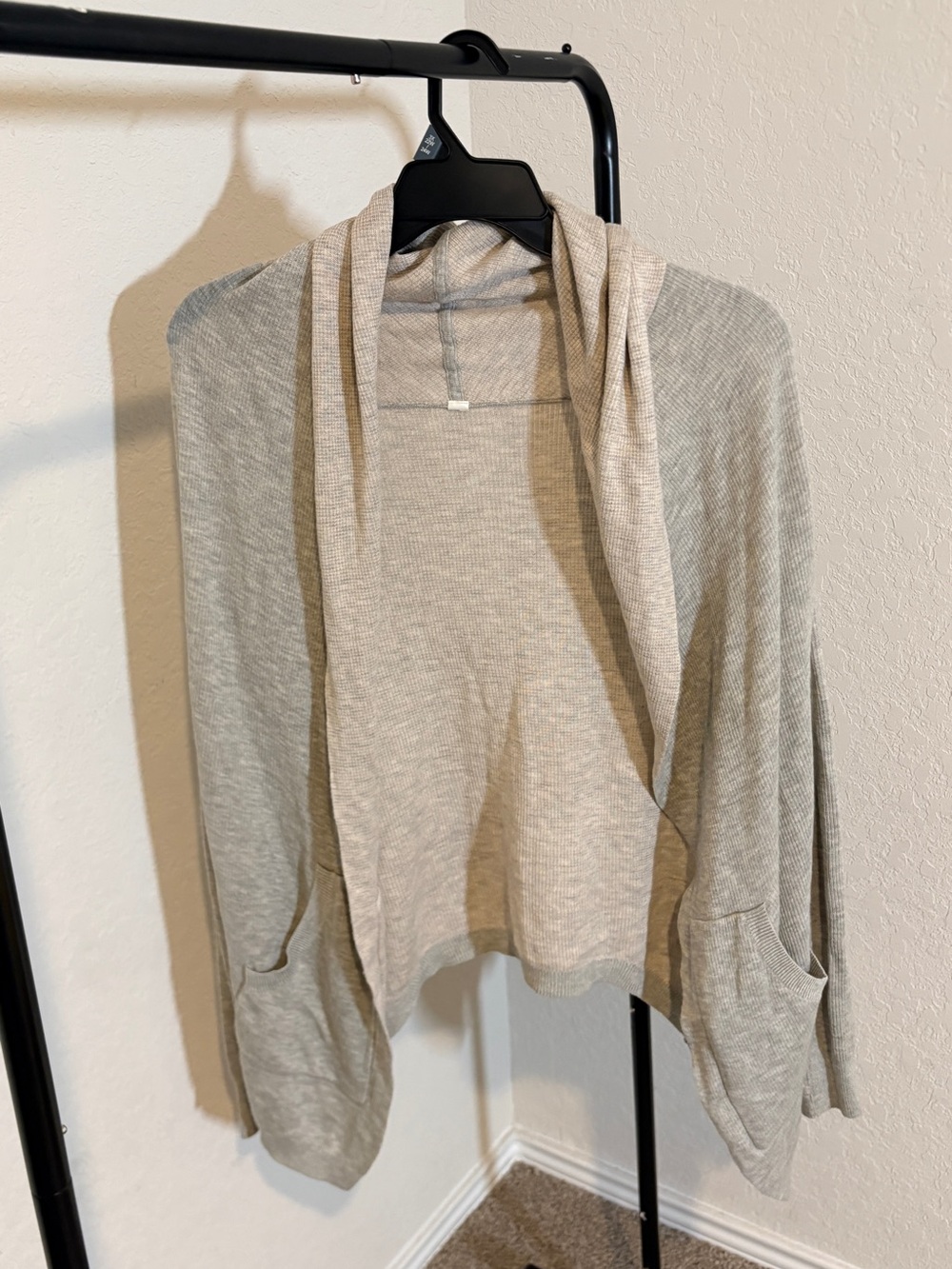 lululemon athletica Gray Open-Front Knit Cardigan With Pockets